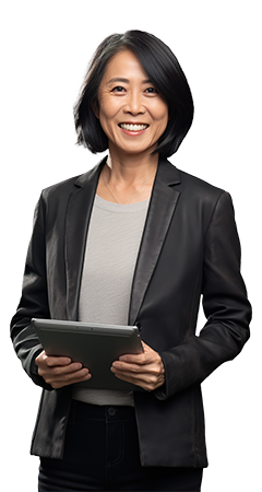 business woman holding tablet